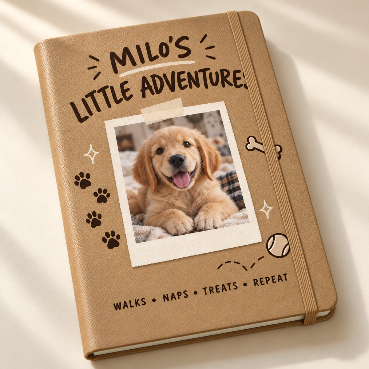 Little Adventures — Personalized Pet Journal — close-up example mockup