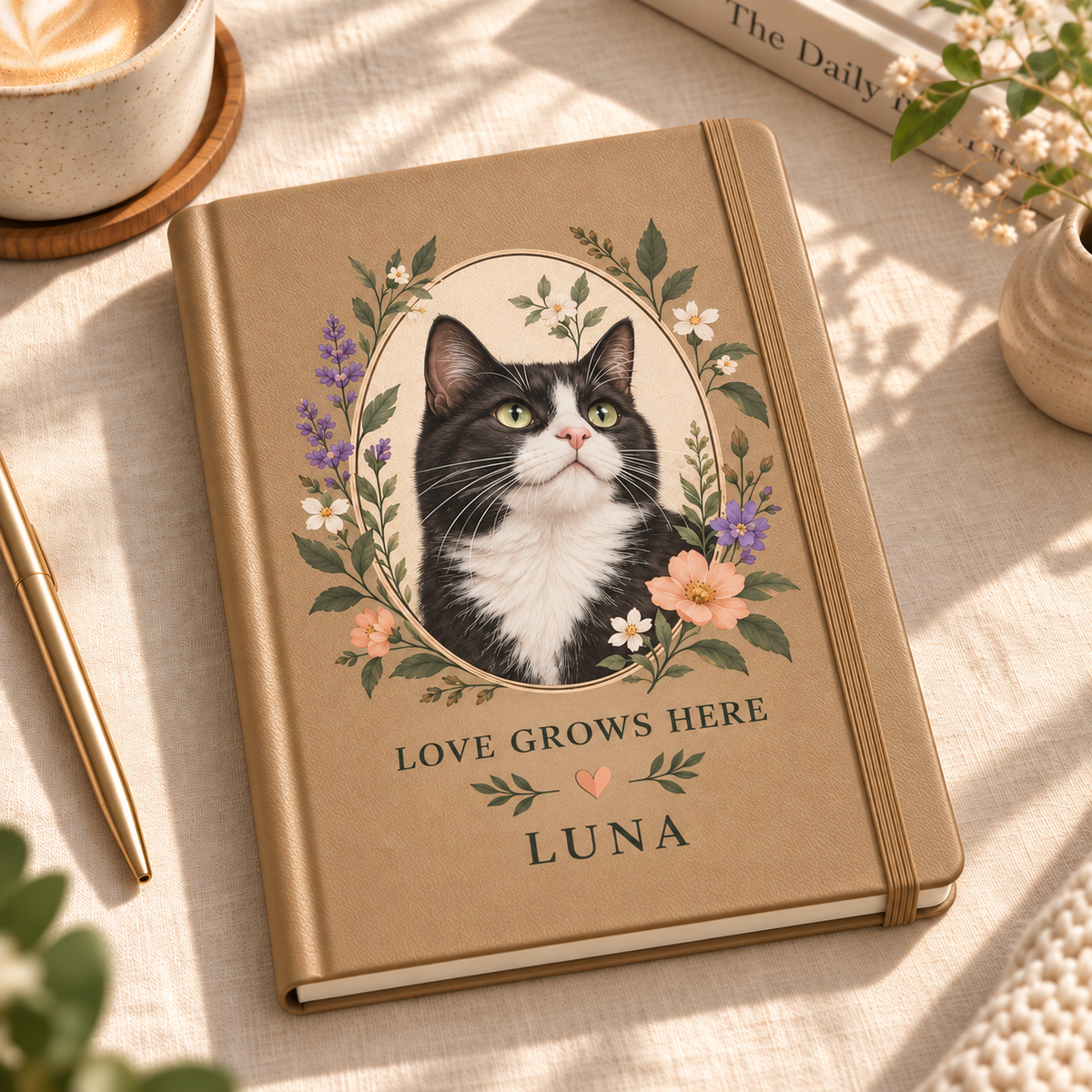 Love Grows Here — Personalized Pet Journal — aligned primary example mockup