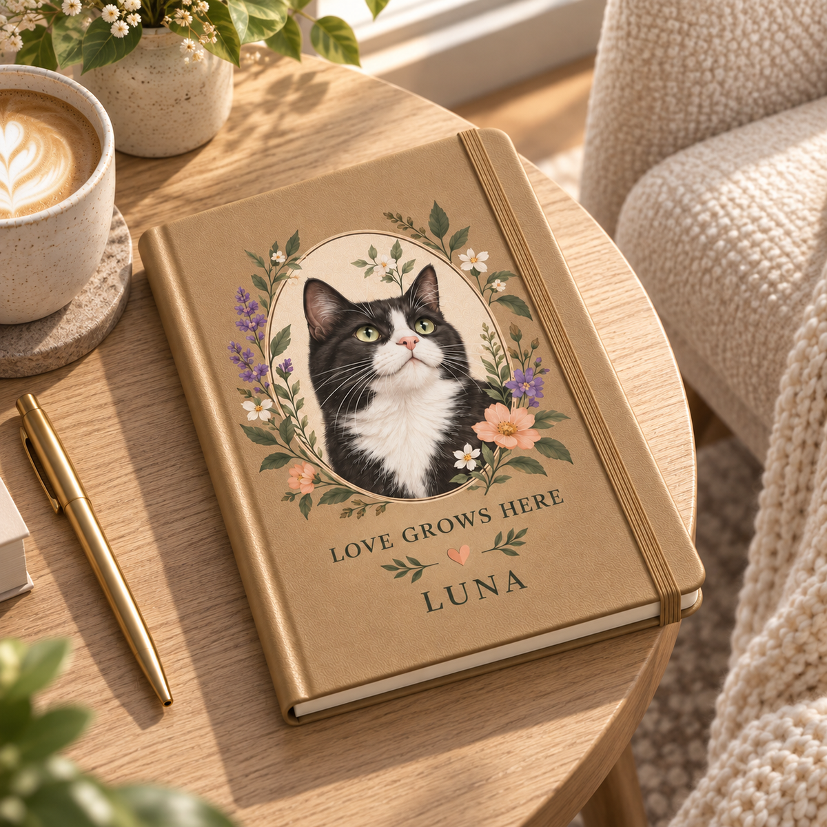 Love Grows Here — Personalized Pet Journal — lifestyle example mockup
