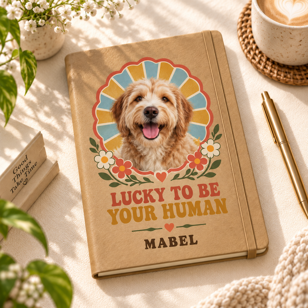 Lucky to Be Your Human — Personalized Pet Journal — aligned primary example mockup