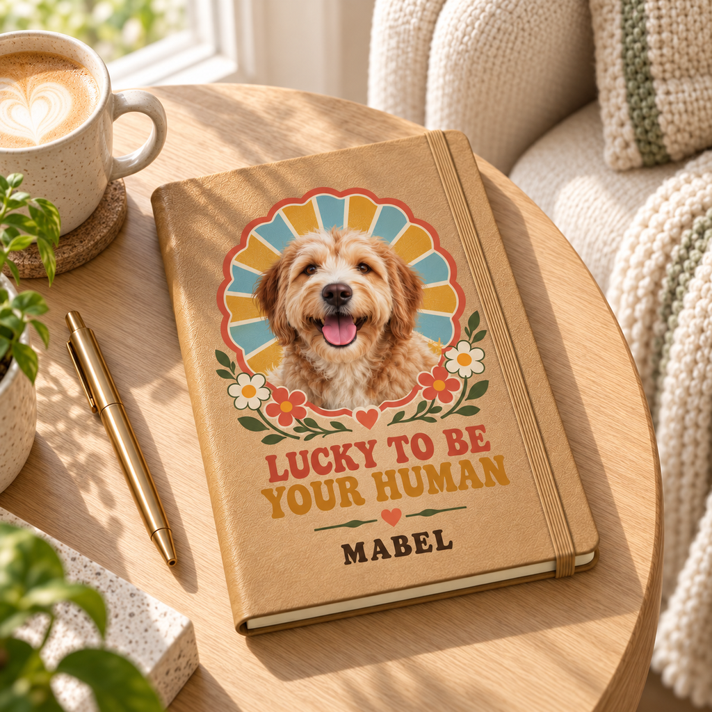 Lucky to Be Your Human — Personalized Pet Journal — lifestyle example mockup