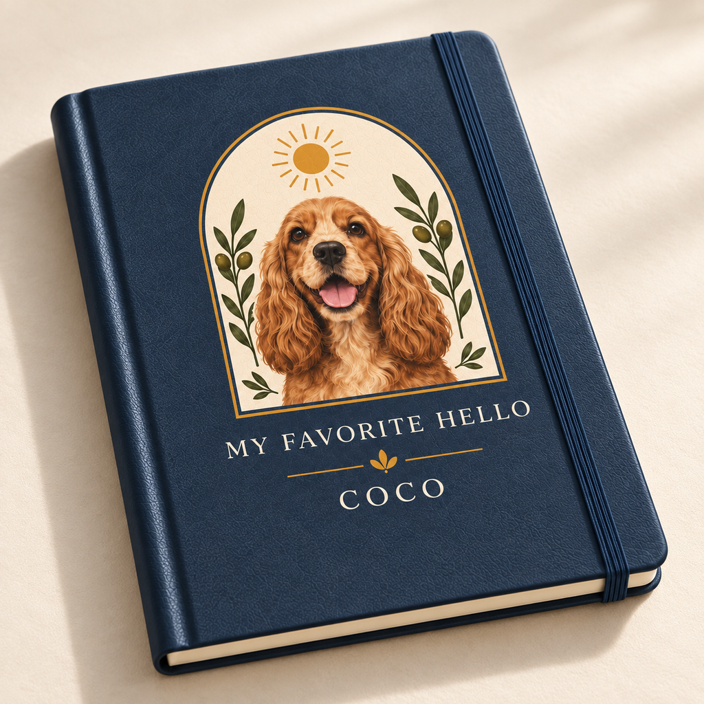 My Favorite Hello — Personalized Pet Journal — close-up example mockup