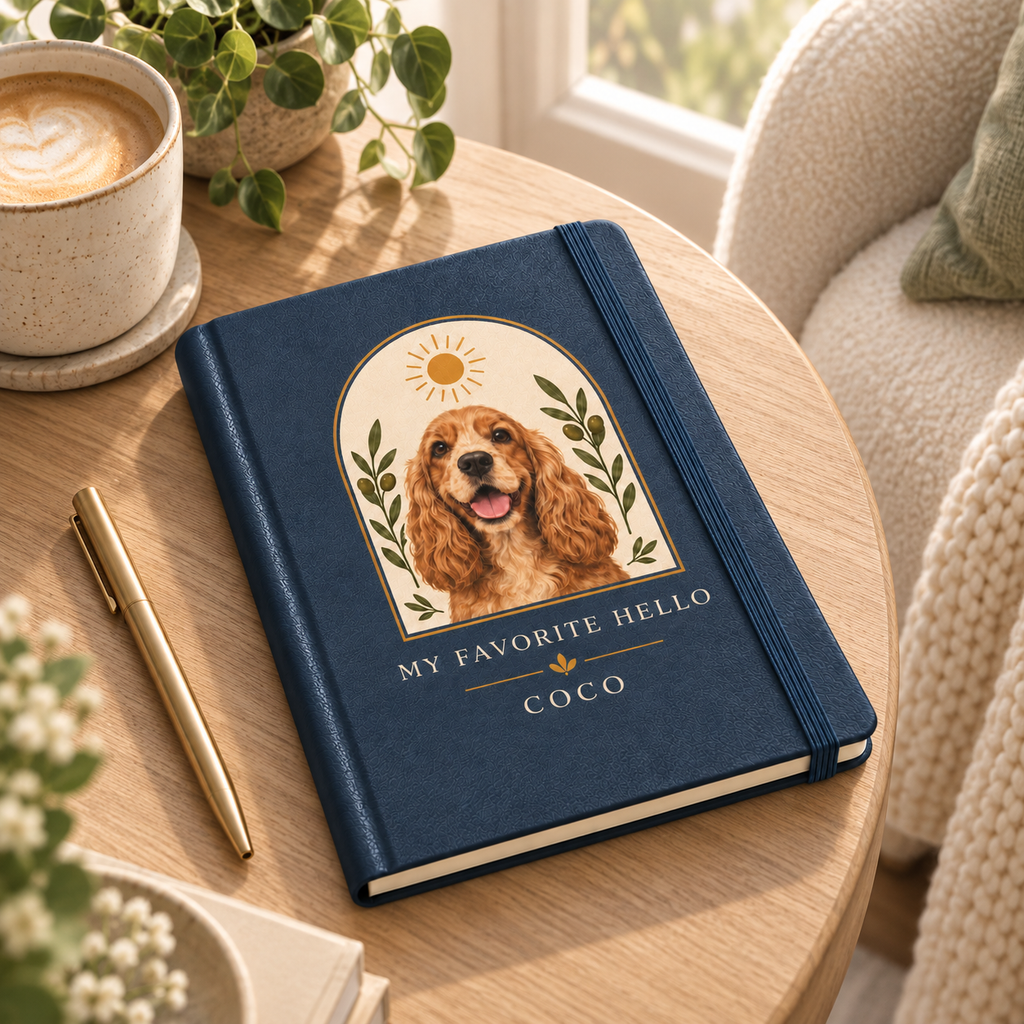 My Favorite Hello — Personalized Pet Journal — lifestyle example mockup