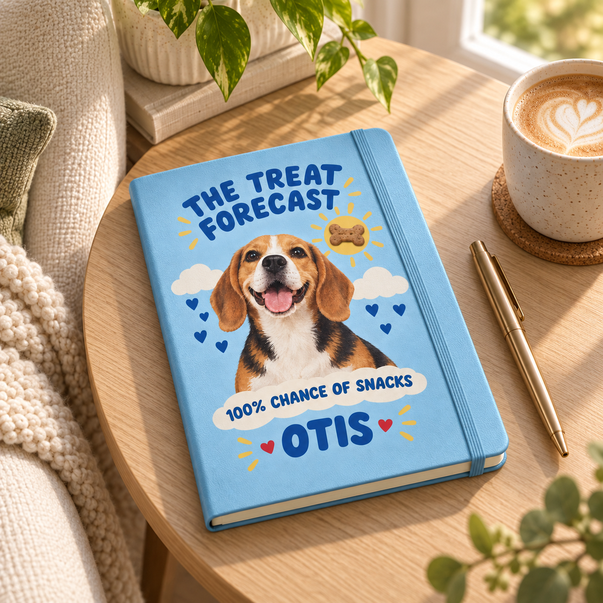 The Treat Forecast — Personalized Pet Journal — lifestyle example mockup