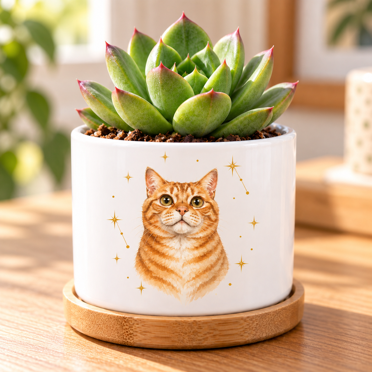 Starlight Companion personalized pet plant pot close-up