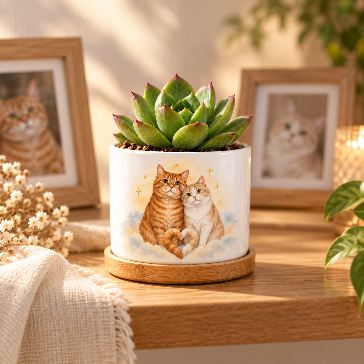 Together Among the Stars personalized pet plant pot in a real-life setting