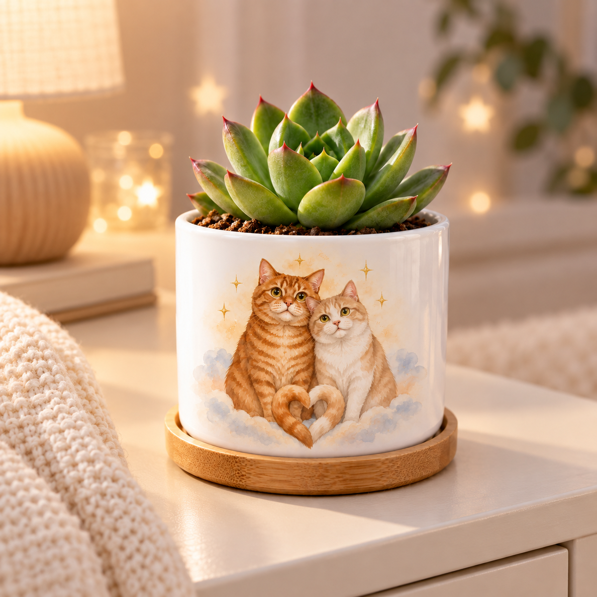 Together Among the Stars personalized pet plant pot side-angle lifestyle